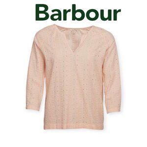 Barbour Pale Coral Eyelet Top Size 4